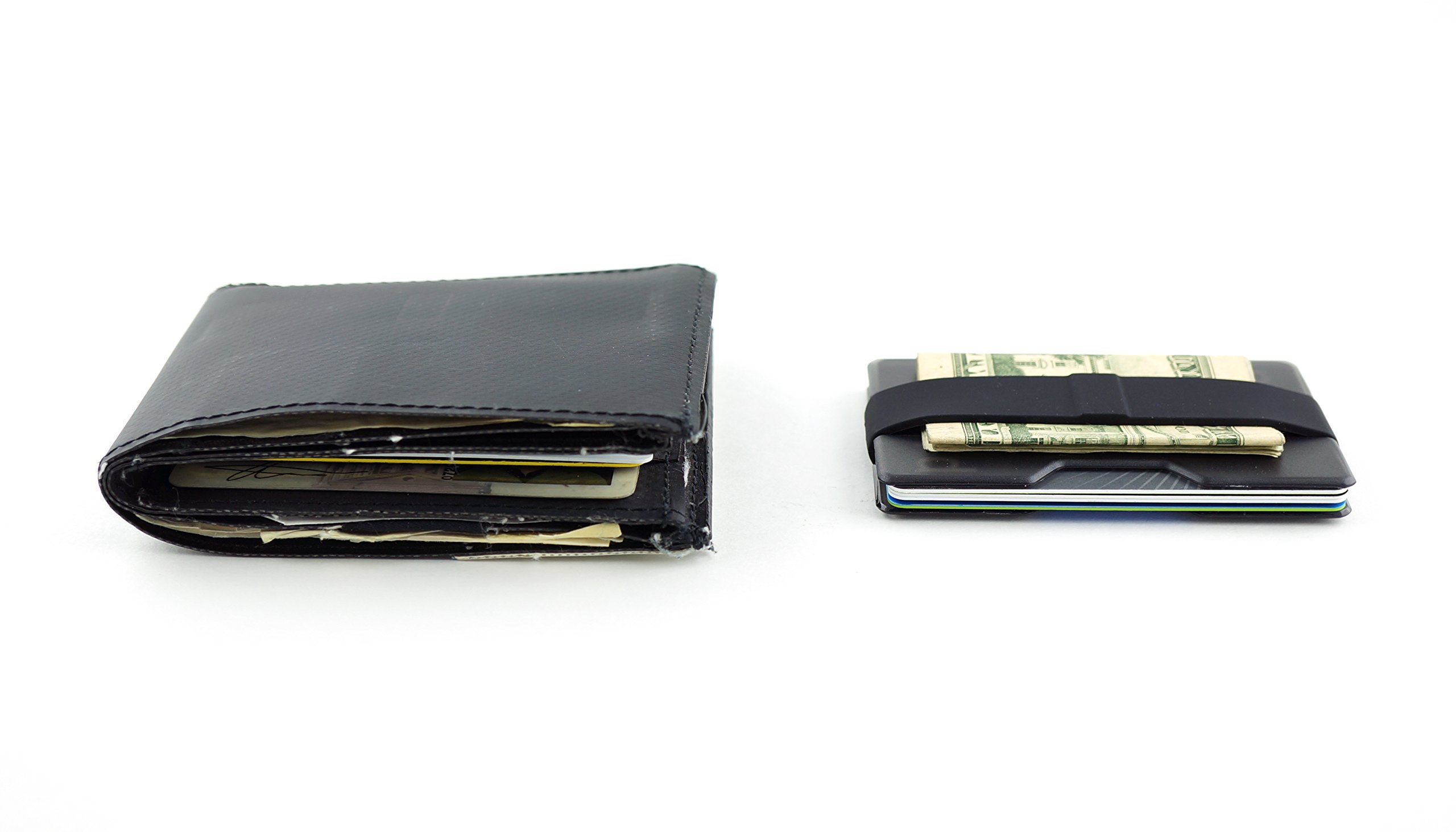 Radix One Slim Wallet (Black/Black) - Minimalist Ultralight Thin Polycarbonate Money Clip