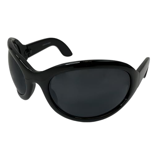 Largemouth Mens Industrial Style Wrap Sunglasses (Black)