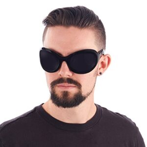 Largemouth Mens Industrial Style Wrap Sunglasses (Black)