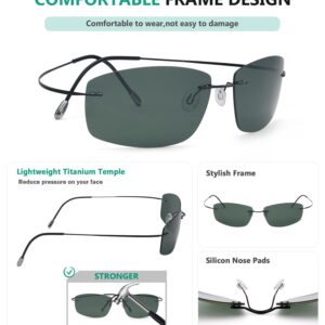 Eyekepper Rimless Titanium Frame Polarized Sunglasses G15 Lens