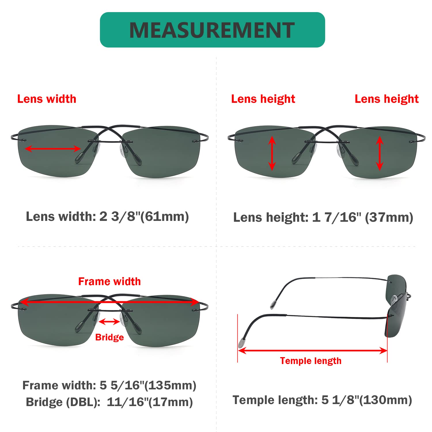 Eyekepper Rimless Titanium Frame Polarized Sunglasses G15 Lens