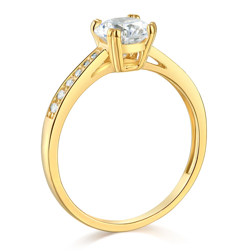 TWJC 14k Yellow Gold Solid Wedding Engagement Ring - Size 6