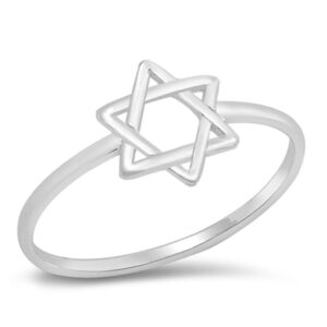 star of david religious unique ring new .925 sterling silver band size 6