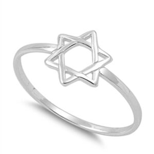 Star of David Religious Unique Ring New .925 Sterling Silver Band Size 6