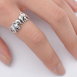 Women's Elephant Pair Classic Ring New .925 Sterling Silver Band Size 10