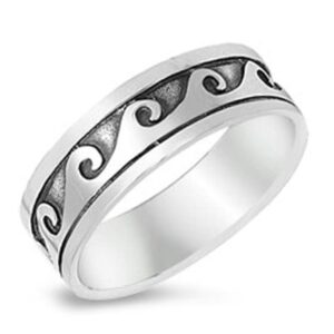 Eternity Wave Surf Fashion Polished Ring New 925 Sterling Silver Band Size 7