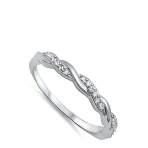 Infinity Braid Clear CZ Promise Ring New .925 Sterling Silver Band Size 6