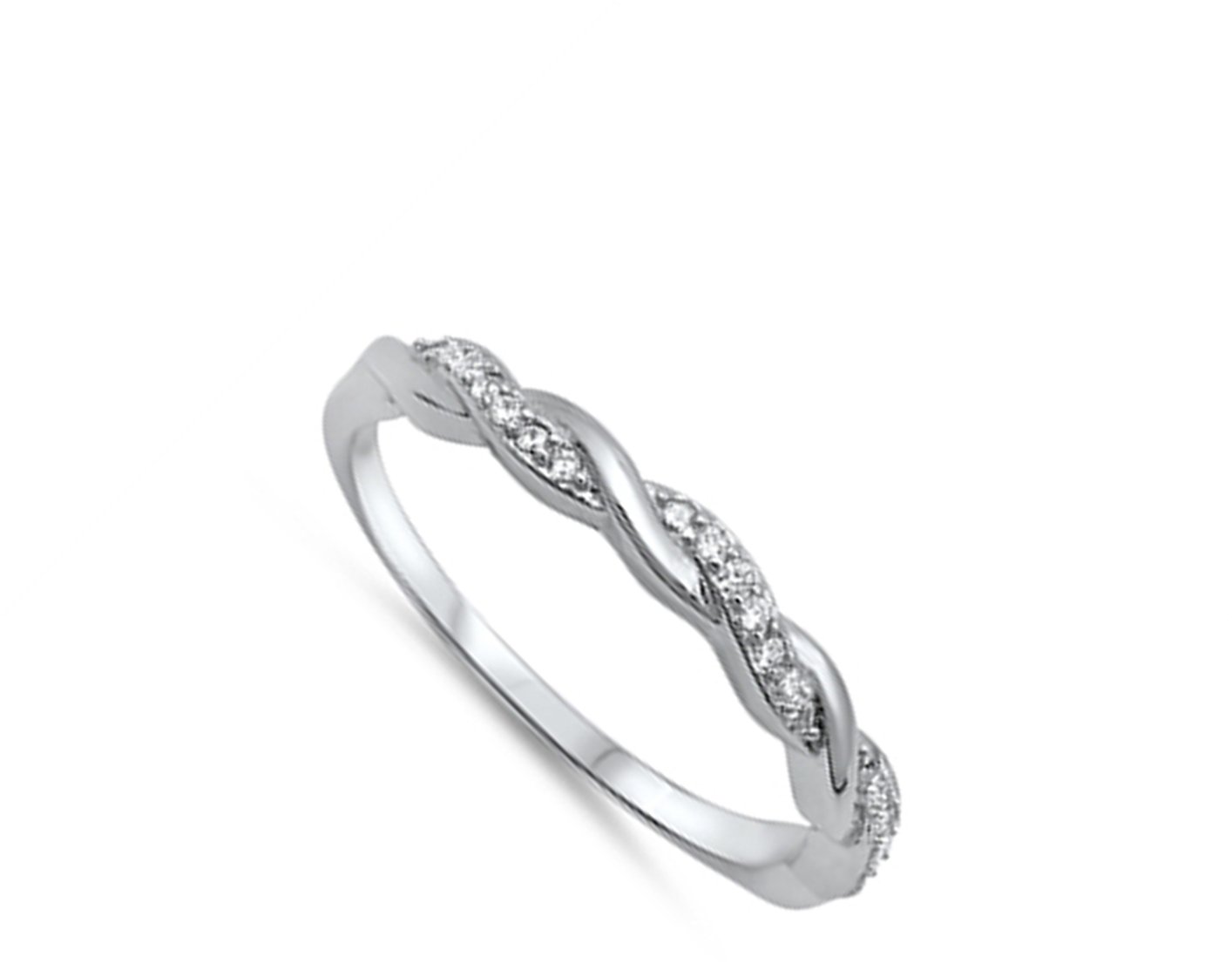 Infinity Braid Clear CZ Promise Ring New .925 Sterling Silver Band Size 6