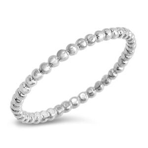 Stackable Ball Bead Eternity Unique Ring New 925 Sterling Silver Band Size 3