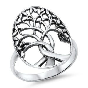 Tree of Life Branches Fashion Ring New .925 Sterling Silver Band Size 8