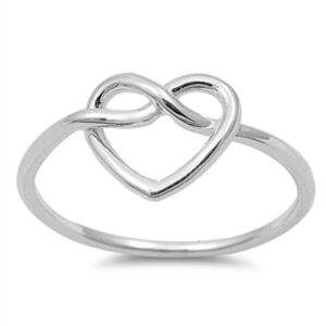 Women's Heart Infinity Knot Classic Ring New 925 Sterling Silver Band Size 10