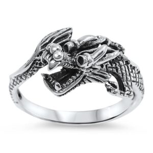 Chinese Dragon Good Luck Fashion Ring New .925 Sterling Silver Band Size 12