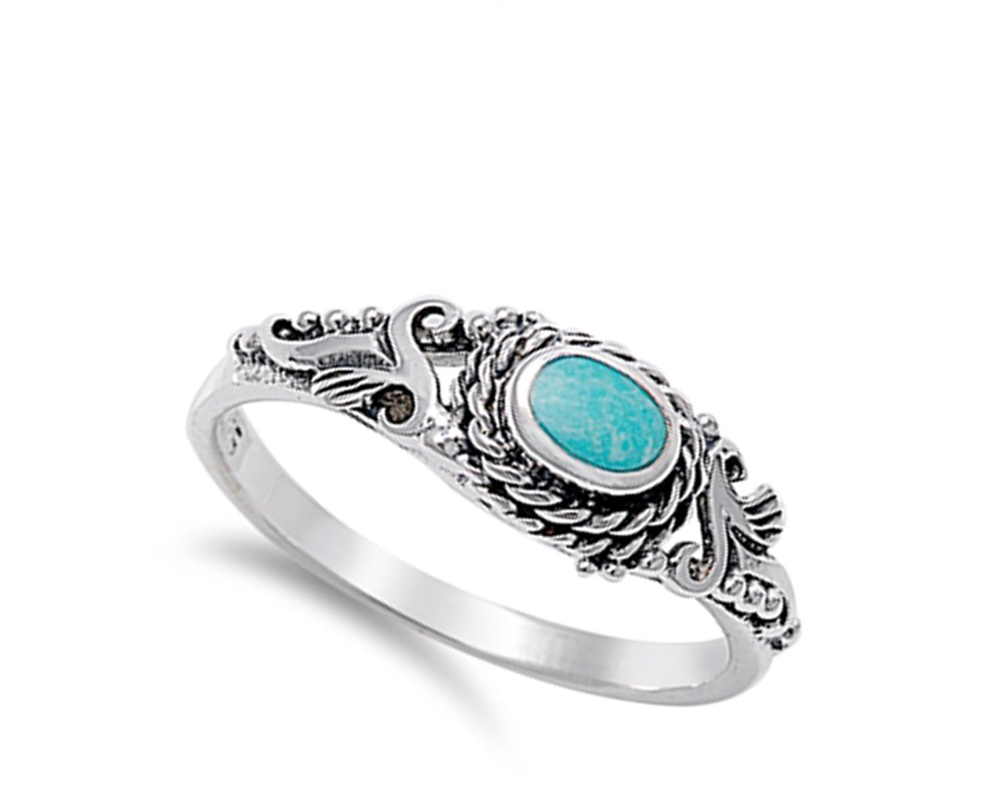 Women's Simulated Turquoise Wholesale Vintage Ring New 925 Sterling Silver Band Size 8