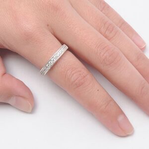 Wedding Band Stackable Clear CZ Wholesale Ring .925 Sterling Silver Size 8