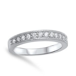 Wedding Band Stackable Clear CZ Wholesale Ring .925 Sterling Silver Size 8