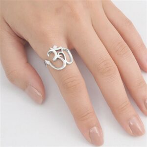 Women's Om Sign Symbol Open Unique Ring New .925 Sterling Silver Band Size 6