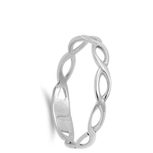 Wave Infinity Solid Beautiful Ring New .925 Sterling Silver Band Size 2