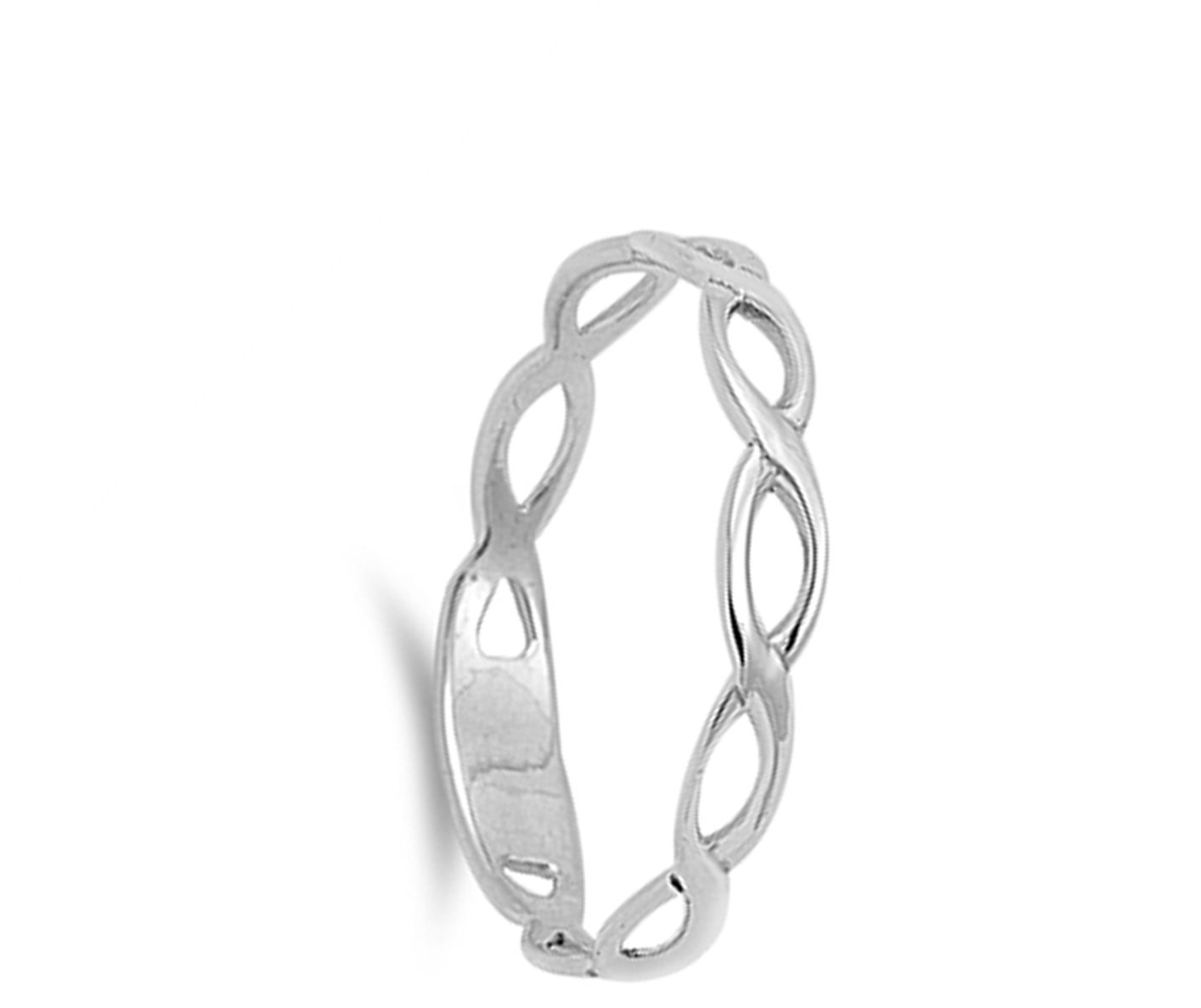 Wave Infinity Solid Beautiful Ring New .925 Sterling Silver Band Size 2