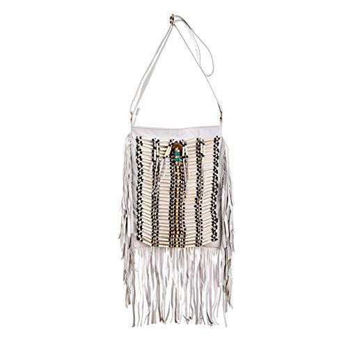 White Boho Bag | Real Leather | Fringe Purse | Bohemian Bags | Hobo Tote Handbag