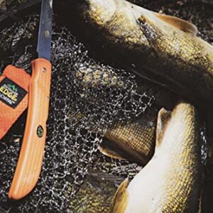 OUTDOOR EDGE Fish & Bone - Folding Fillet Knife with 5.0" 440A Stainless Steel Blade for Fish and processing big game - Pocket Clip (Orange)