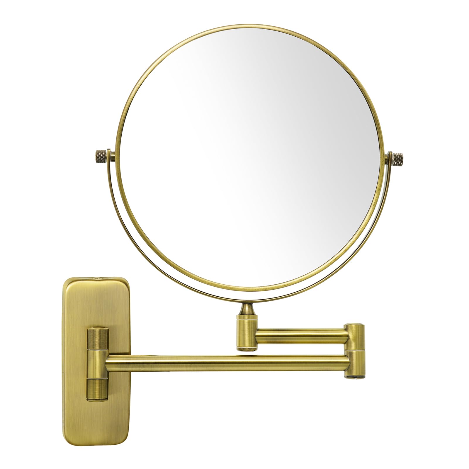 GURUN 8-Inch Double-Sided Wall Mount Makeup Mirror Antique Satin Brass with 7X Magnification Bathroom Mirror for Hotel Antique Satin Brass M1406K(8in,7X)