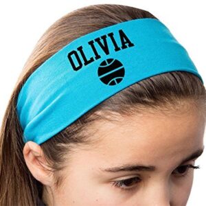 Funny Girl Designs Design Your Own Personalized BASKETBALL Cotton Stretch Headband with CUSTOM Name VARSITY Text