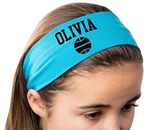 Funny Girl Designs Design Your Own Personalized BASKETBALL Cotton Stretch Headband with CUSTOM Name VARSITY Text