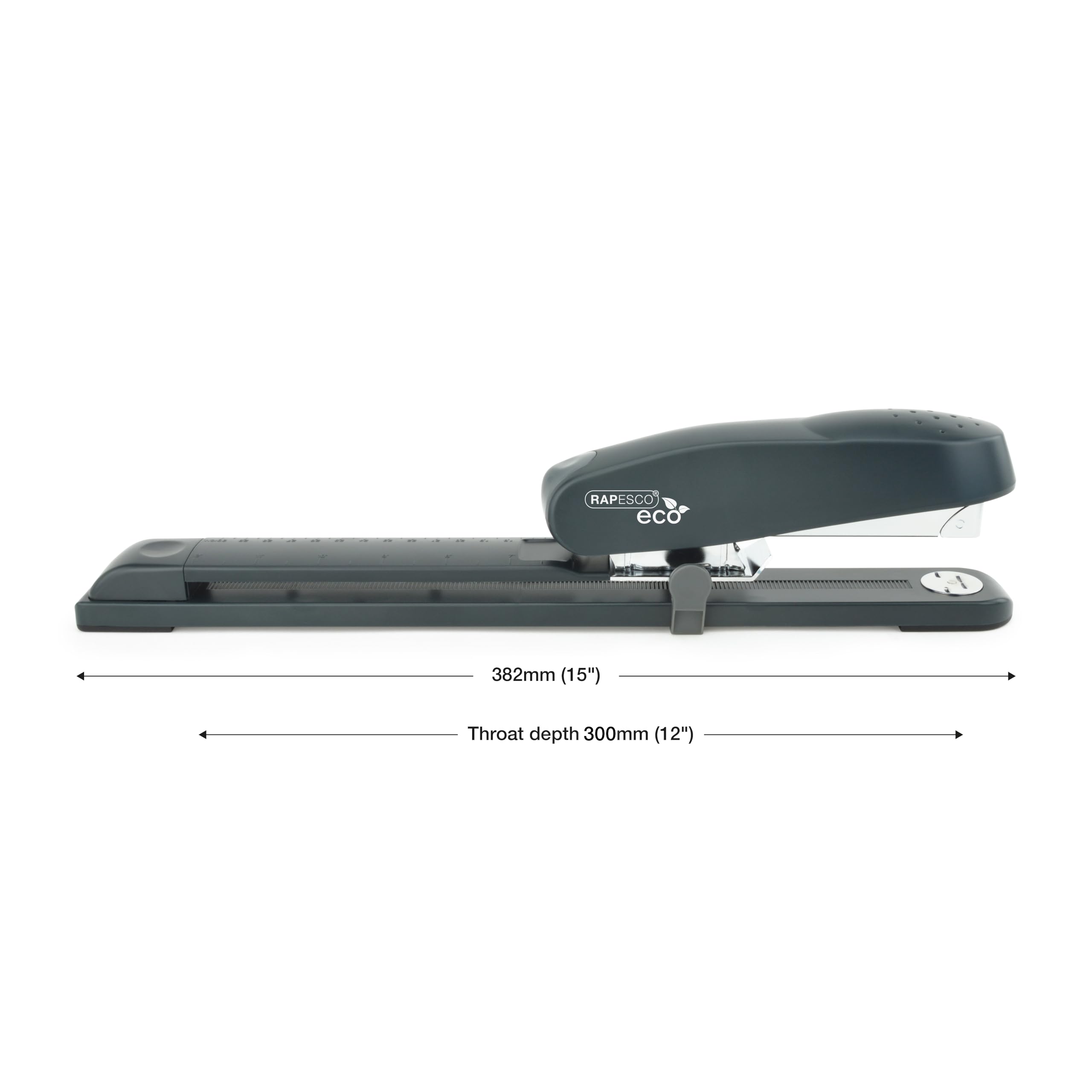 Rapesco 1281 ECO 790 Front Loading Long Arm Stapler with 10,000 Type 26 Standard 5/16" Staples, 50 Sheet Capacity, Charcoal