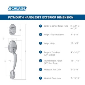 Schlage FE285-PLY-FLA-RH Plymouth Lower Handleset for Electronic Keypad with Fla, Aged Bronze