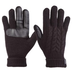 isotoner women's cable knit gloves with touchscreen palm patches, one size, black