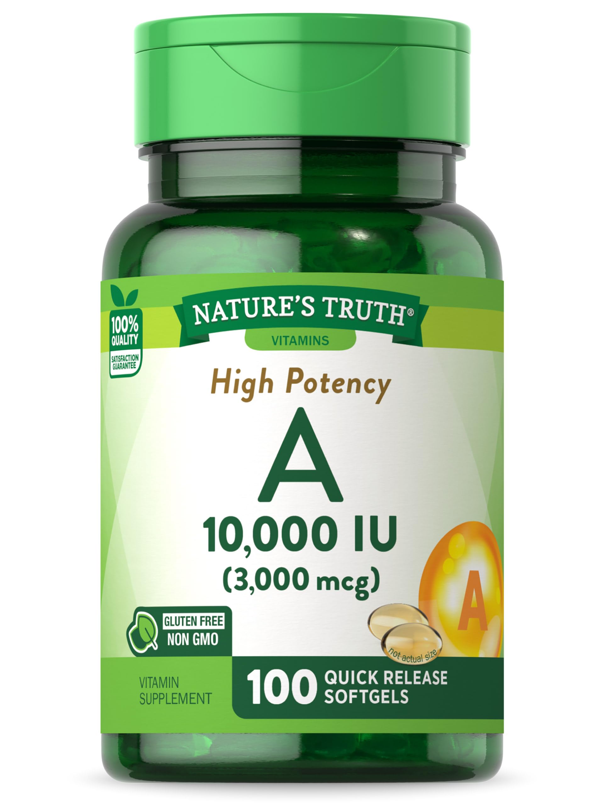 Vitamin A 10000 IU Softgels | 100 Count | Non-GMO, Gluten Free Supplement | by Nature's Truth