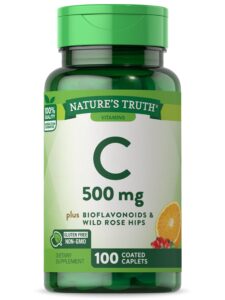 vitamin c with rose hips and bioflavonoids | 500mg | 100 caplets | vegetarian, non-gmo & gluten free | by nature's truth.