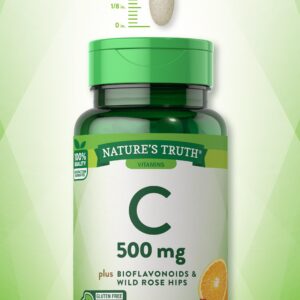 Vitamin C with Rose HIPS and Bioflavonoids | 500mg | 100 Caplets | Vegetarian, Non-GMO & Gluten Free | by Nature's Truth.