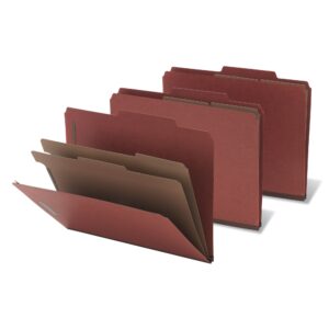 Office Depot Classification Folders, 2 1/2in. Expansion, Letter Size, 2 Dividers, Red, Pack of 5, OM01730