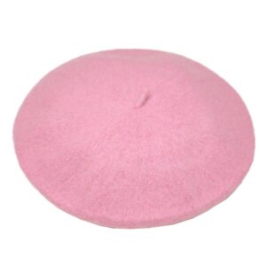 joyhy women's solid color classic french style beret beanie hat pink