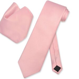 Vesuvio Napoli Solid DUSTY PINK Color NeckTie & Handkerchief Men's Neck Tie Set