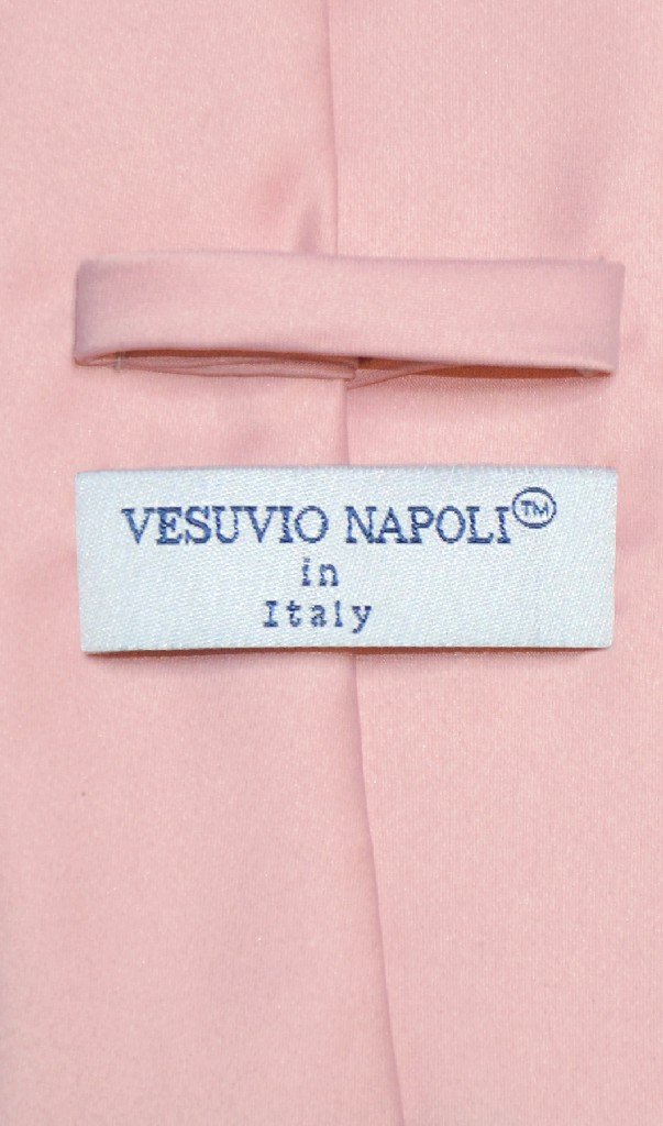 Vesuvio Napoli Solid DUSTY PINK Color NeckTie & Handkerchief Men's Neck Tie Set