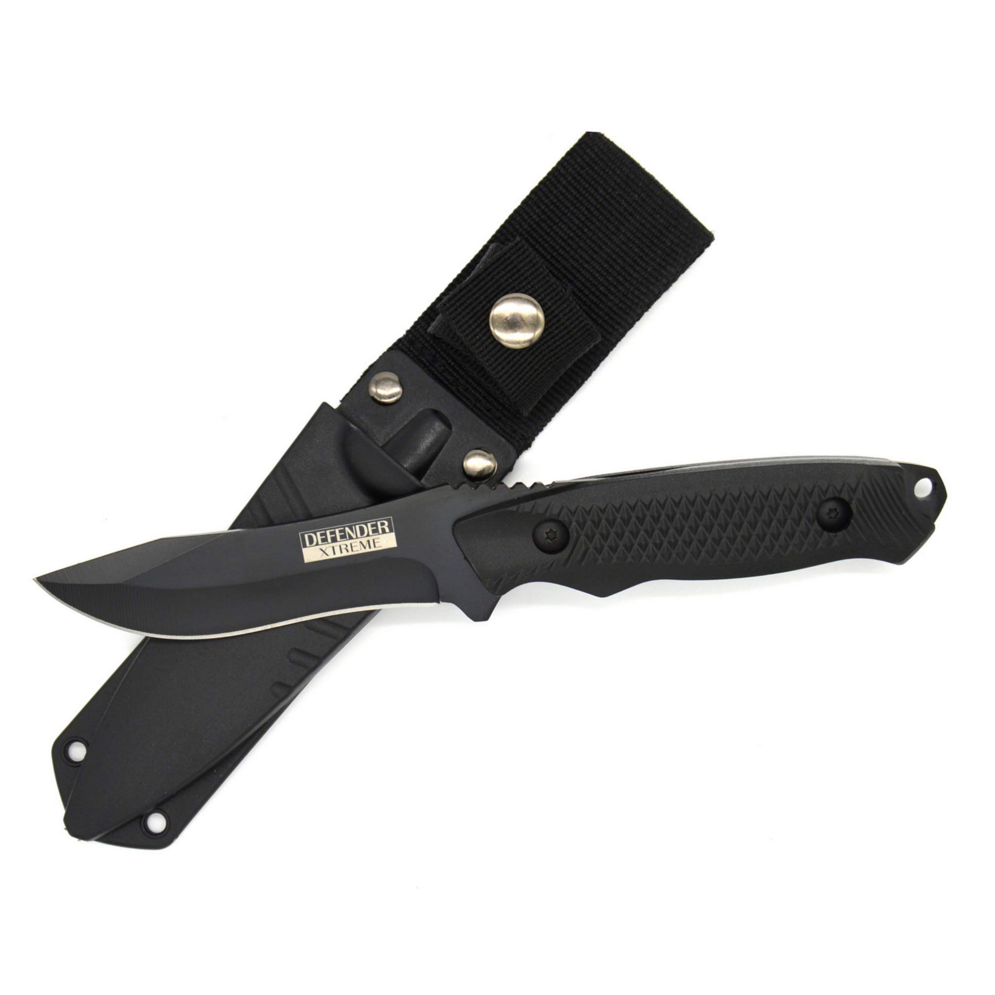 Lastworld 8" Defender Xtreme Hunting Knife with Sheath Black