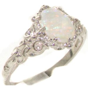 letsbuygold 10k white gold real genuine opal womens promise ring - size 9