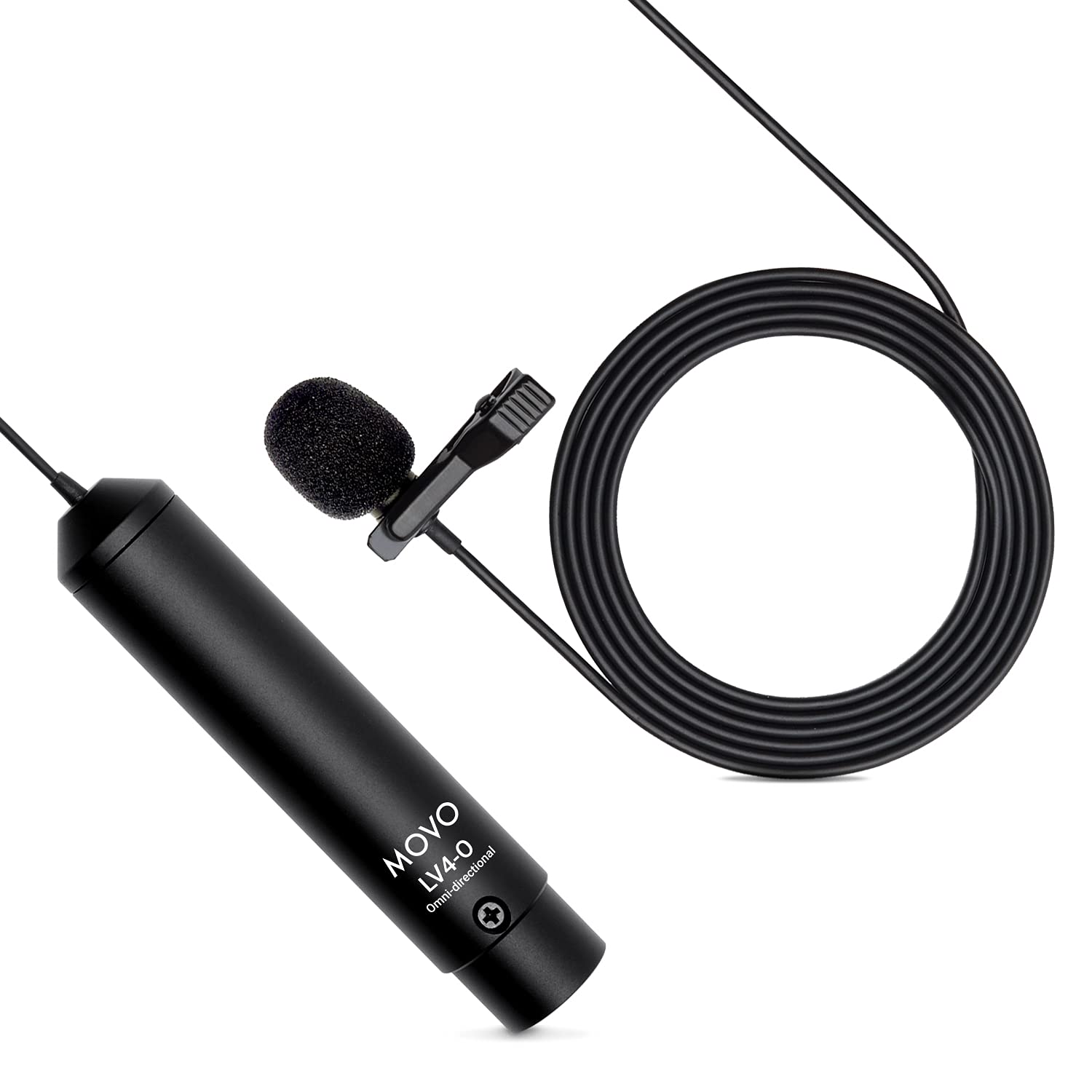 Movo LV4-O Phantom Power Omnidirectional XLR Lavalier Microphone with Metal Lapel Mic Clip and Windscreen - Great External Lav Mic for Filming, Podcast, Livestream, Interviews, or YouTube Recording