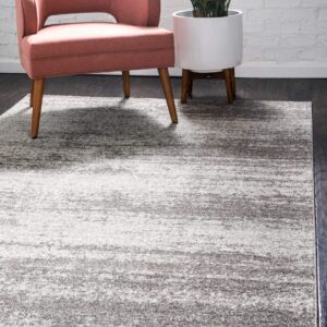 Unique Loom Del Mar Collection Area Rug - Lucille (7' 1" x 10' Rectangle, Gray/ Ivory)