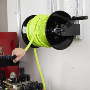 Flexzilla Manual Open Face Air Hose Reel, 3/8 in. x 50 ft., Heavy Duty, Lightweight, Hybrid, ZillaGreen - L8652FZ