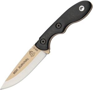 tops knives mini scandi survival neck knife tan blade msk-surv