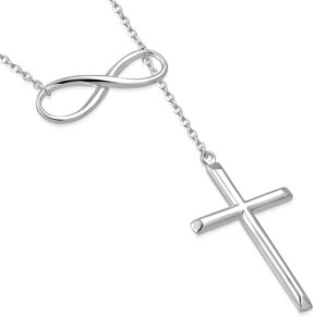 925 Sterling Silver Infinity Cross Necklace For Women - Modern Cross And Infinity Necklace - Infinity Love Cross Pendant In 3 Color Styles - Religious Jewelry with Adjustable Chain - Top Gifting Idea