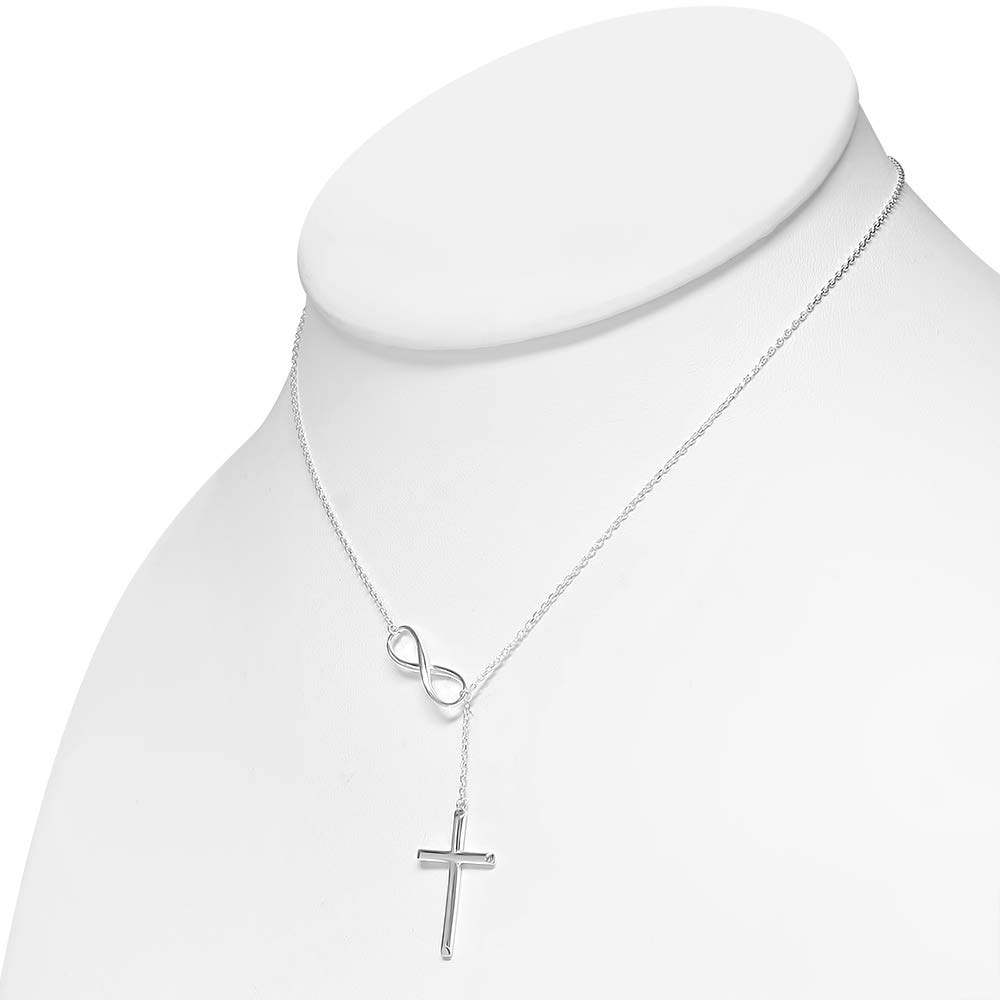 925 Sterling Silver Infinity Cross Necklace For Women - Modern Cross And Infinity Necklace - Infinity Love Cross Pendant In 3 Color Styles - Religious Jewelry with Adjustable Chain - Top Gifting Idea