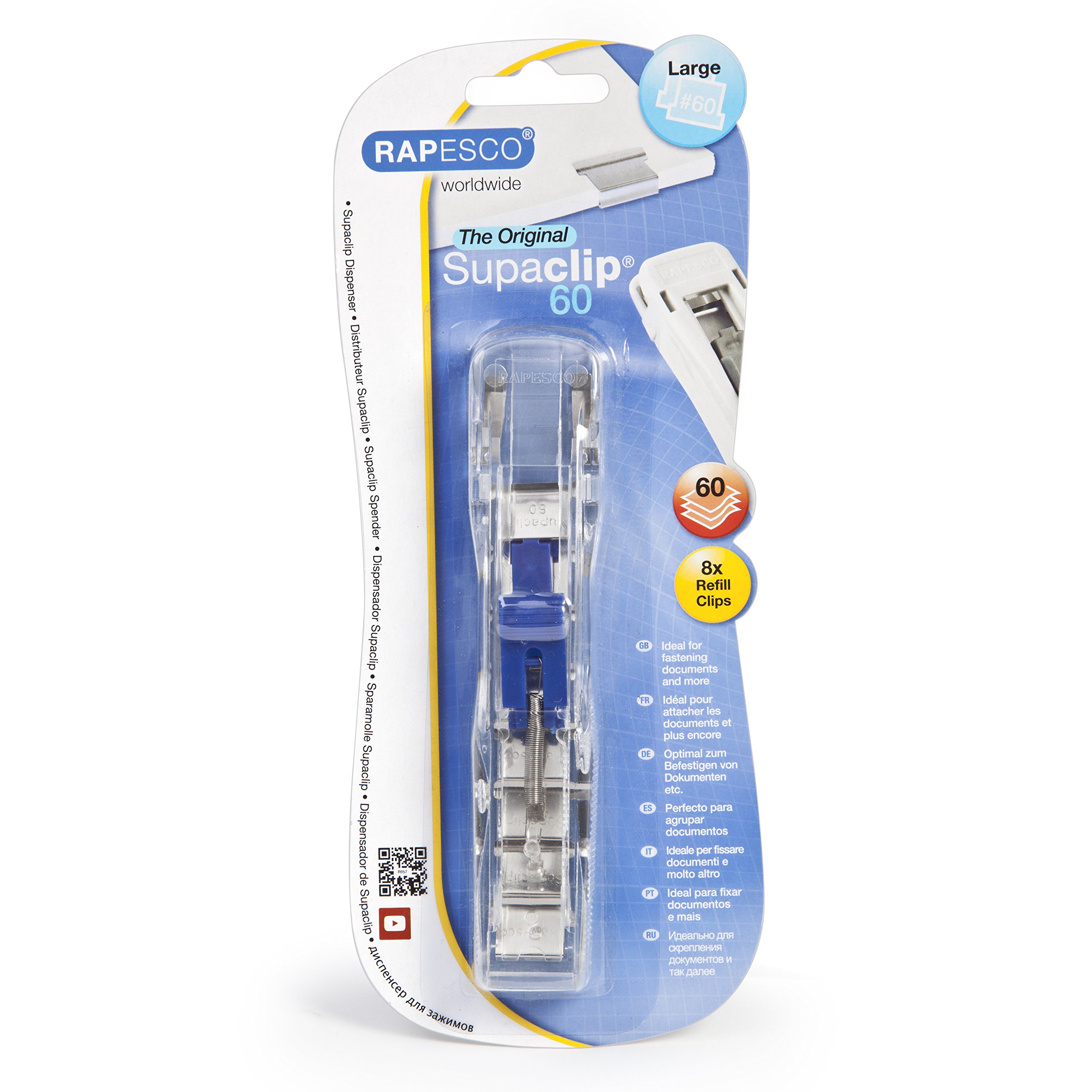 RAPESCO 1300A Supaclip 60 Kit, Dispenser and 100 Stainless Steel Refill Clips