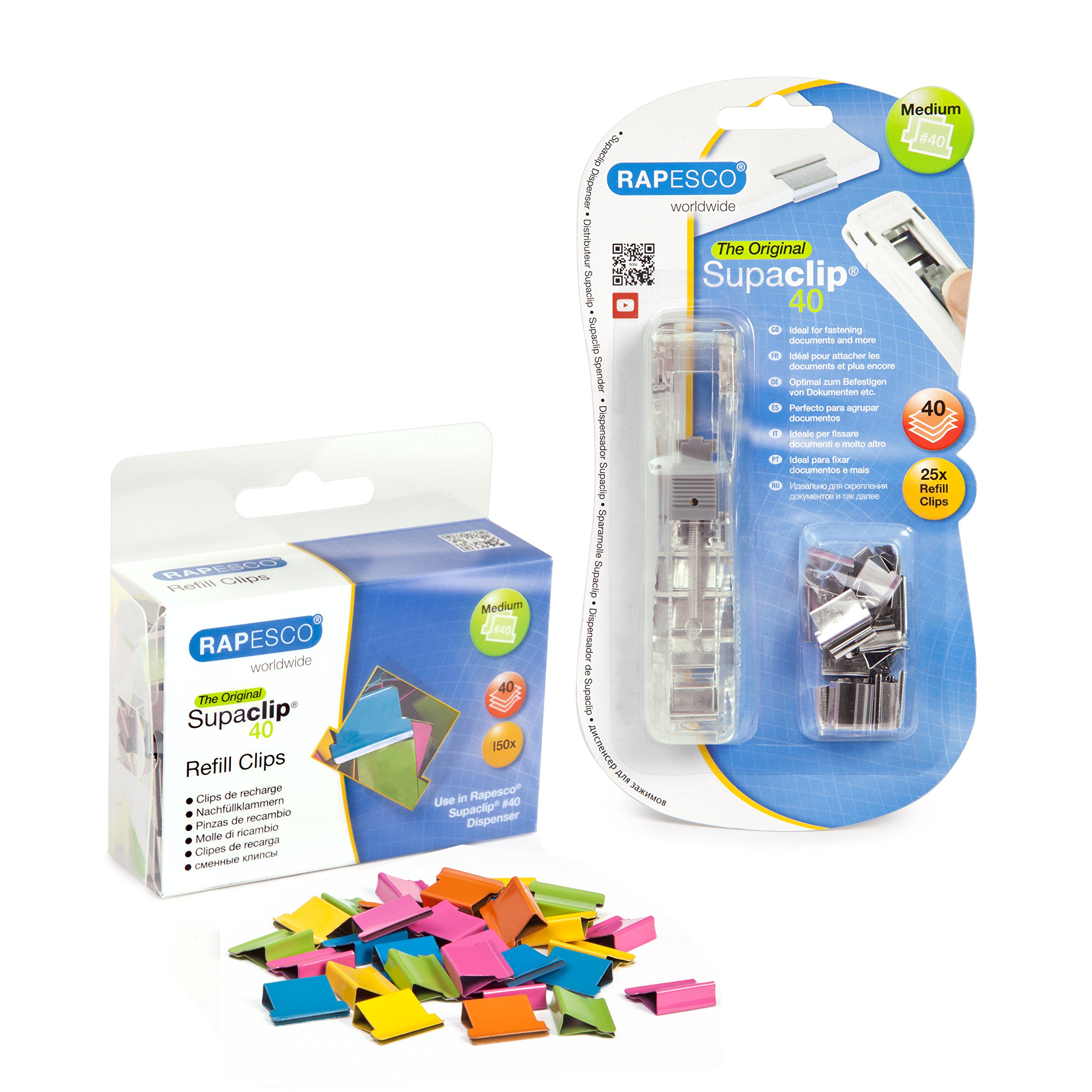 Rapesco Supaclip #40 & 150 Multicoloured Refills (1299)