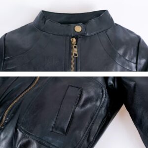 Chinaface Boy's Trendy Stand-Collar PU Leather Spring Moto Jacket Black-Large (Tag140, 9/10T)