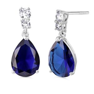 gulicx fashion jewellery silver tone blue zirconia teardrop drop earrings for women