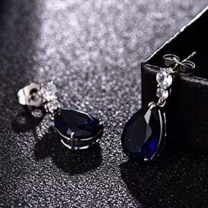 GULICX Fashion Jewellery Silver Tone Blue Zirconia Teardrop Drop Earrings for Women